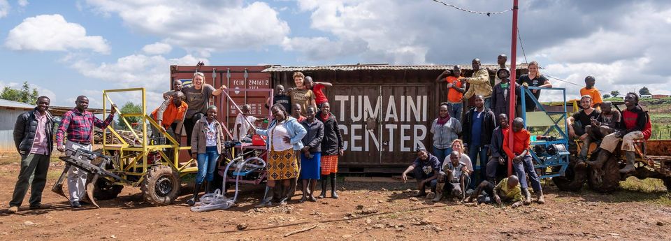 Young innovators collaborating in an open-air workshop in Eldoret, Kenya